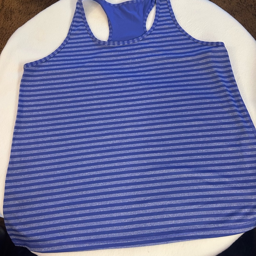 Danskin Purple and Gray Striped Tank Top